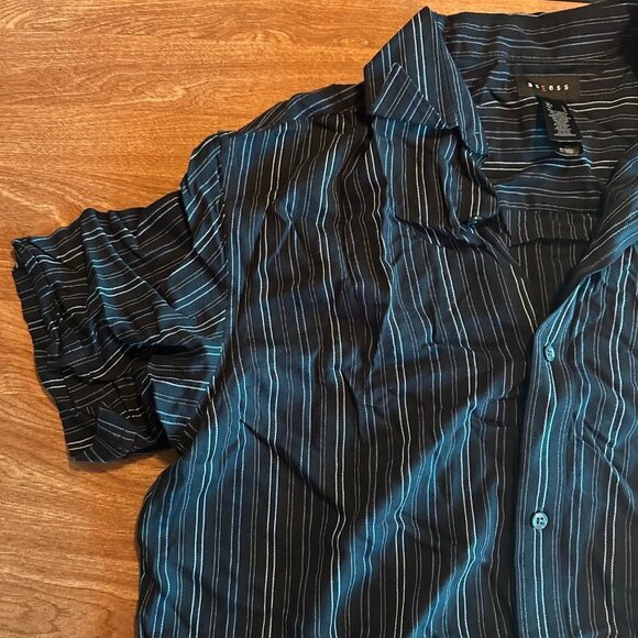 Axcess Black Pin Striped Button Down Shirt NWT Size L - Picture 2 of 14
